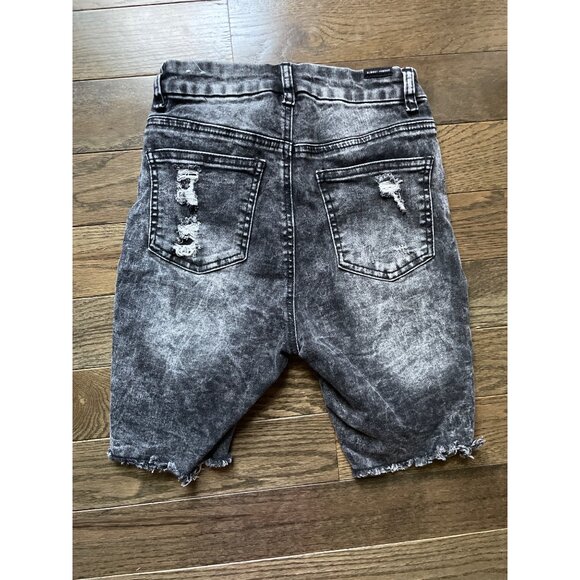Almost Famous Juniors 1 Distressed Black Denim Shorts - Picture 8 of 8
